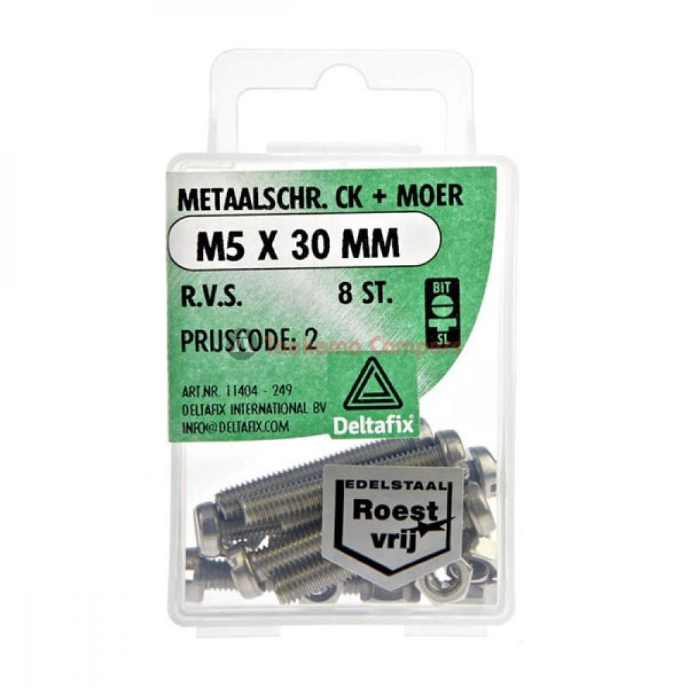 Deltafix Metaalschroef + Moer CK RVS CK M5x30mm 8st