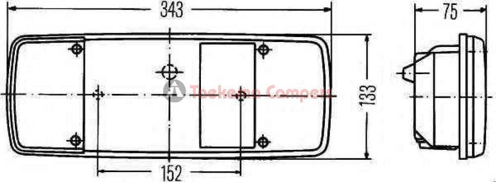 Hella Achterlicht Rem/ Knipper/ Mist/ Achteruitrij/ Reflector 5-Vaks Inbouw Links 12/24V