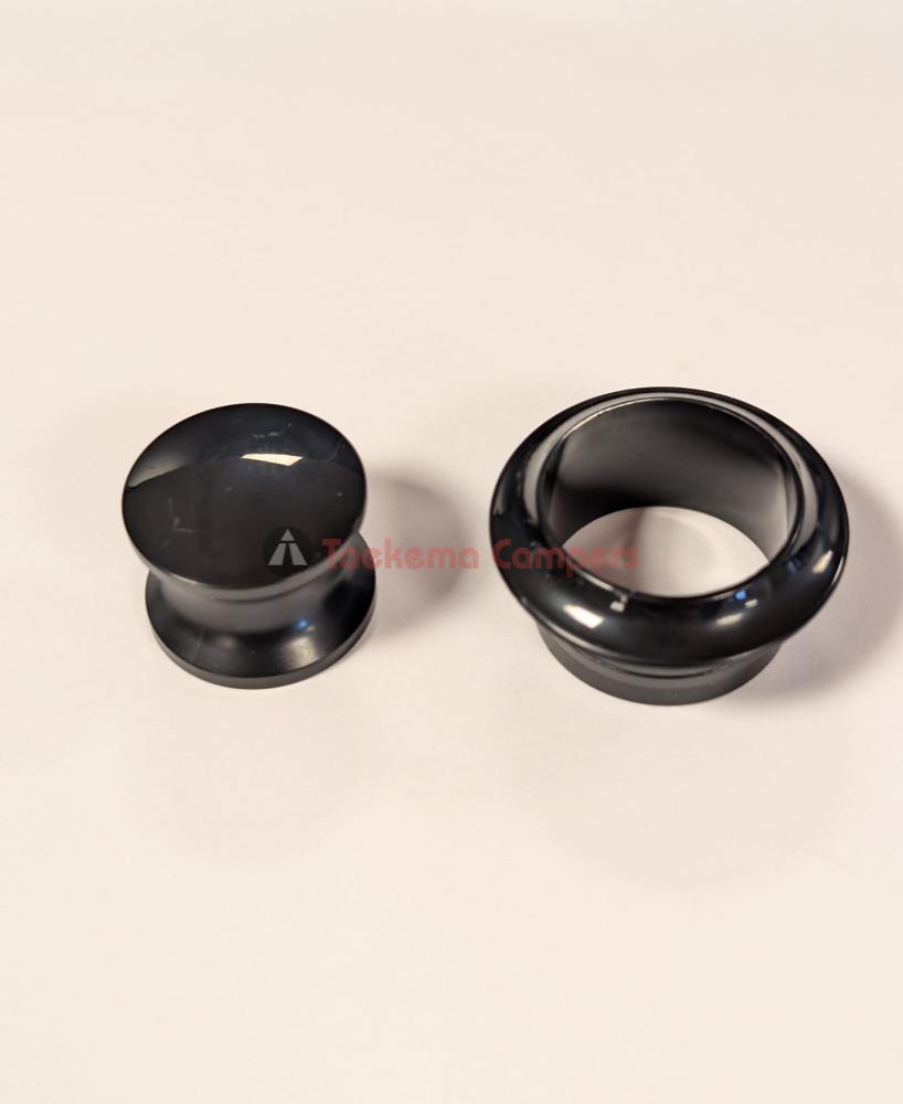 Knop+Ring Pushlock Zwart 2st.