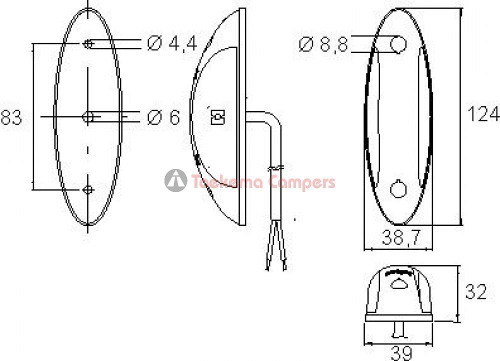 Jokon Markering LED SPL2011 Ovaal Opbouw Rood/Wit Zwart Frame